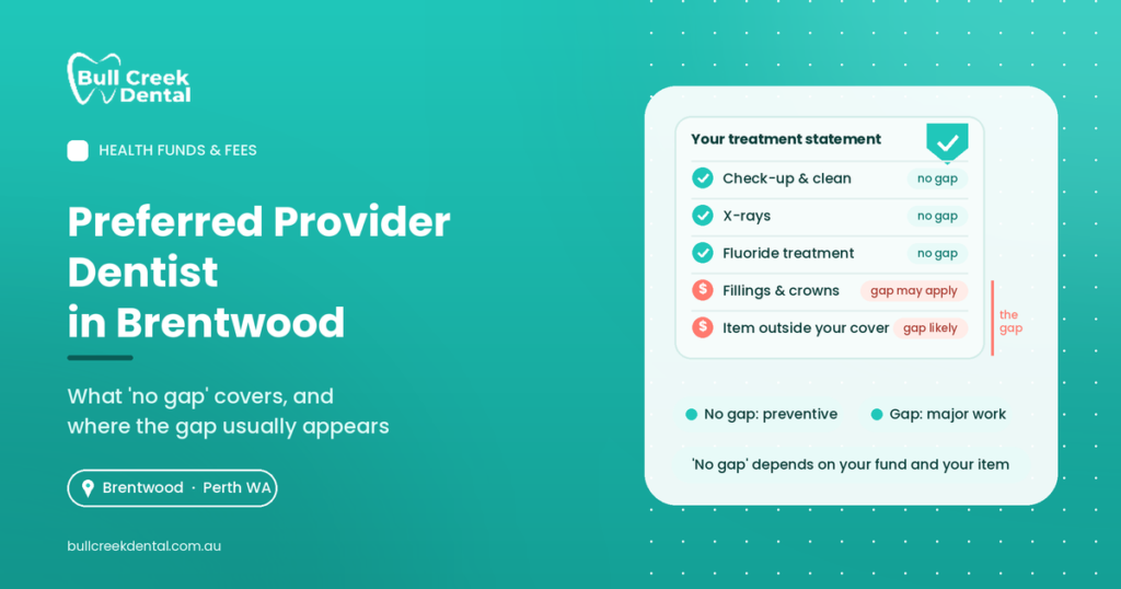 Preferred Provider Dentist in Brentwood: What ‘No Gap’ Covers and Where the Gap Usually Appears